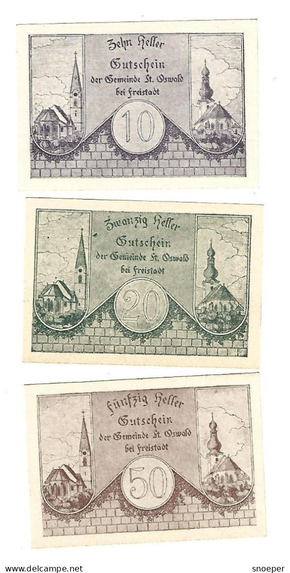 **notgeld   Austria  St  Oswald Bei Freistadt Serie Compleet  917 - Austria