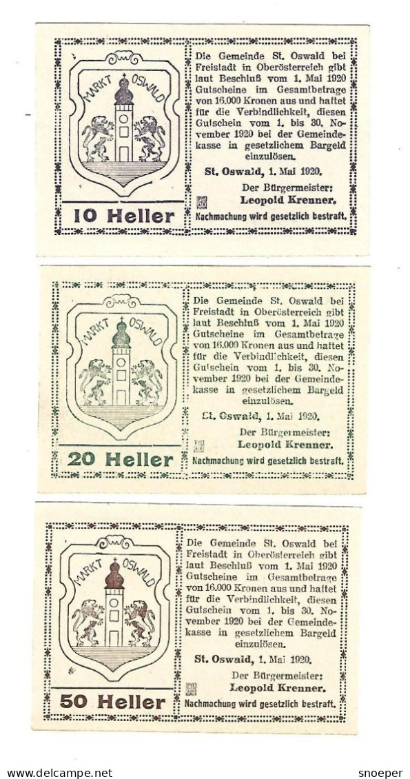 **notgeld   Austria  St  Oswald Bei Freistadt Serie Compleet  917 - Austria