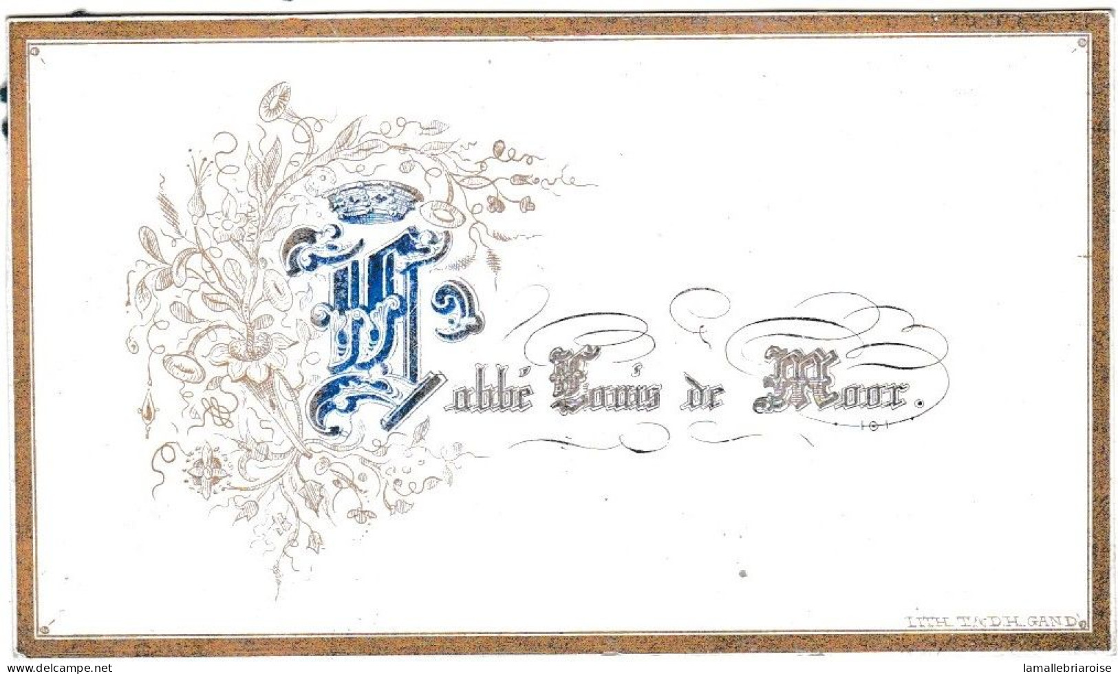 Belgique, "Carte Porcelaine" Porseleinkaart, Carte De Visite , Abbé Louis De Moor, Gand, 85x50mm - Cartes Porcelaine