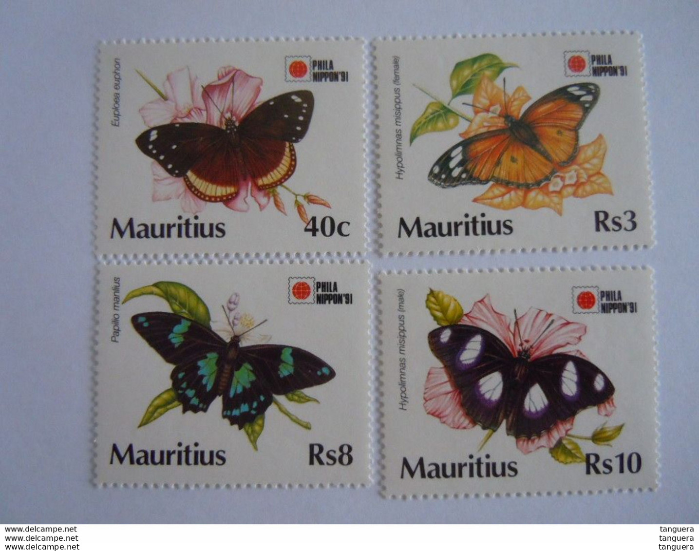 Mauritius Maurice 1991 Papillions Vlinders PhilaNippon 91 Exposition Philatélique Yv 765-768 MNH ** - Mauritius (1968-...)