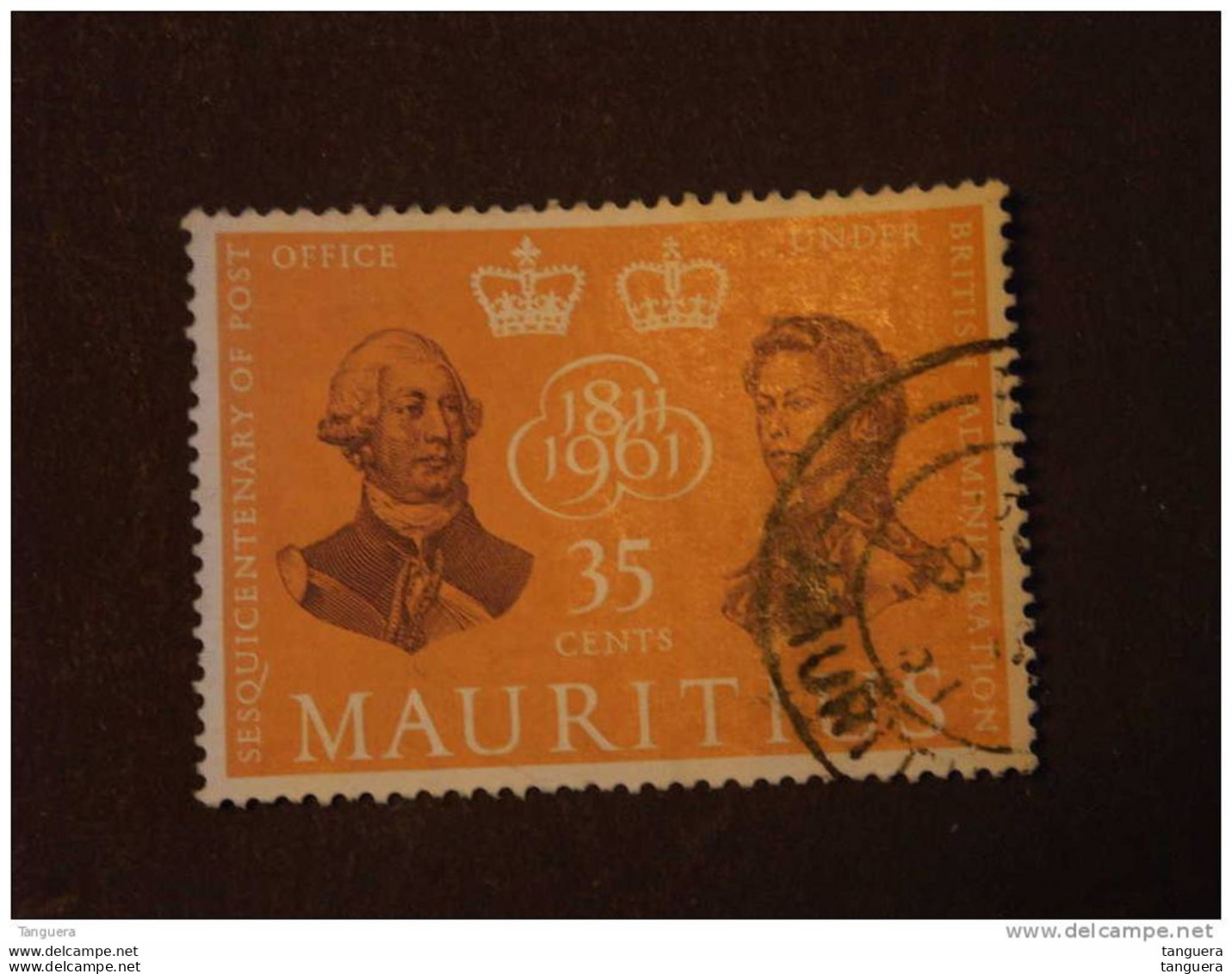 Mauritius Maurice 1961 Sexquicentenaire De La Poste Locale George III Elizabeth II Yv 258 O - Mauricio (...-1967)