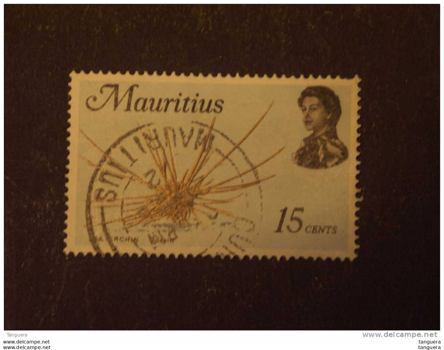 Mauritius Maurice 1969 Elisabeth II Faune Marine Oursin Zeeegel Filigrane Couché Yv 334 O - Mauricio (1968-...)