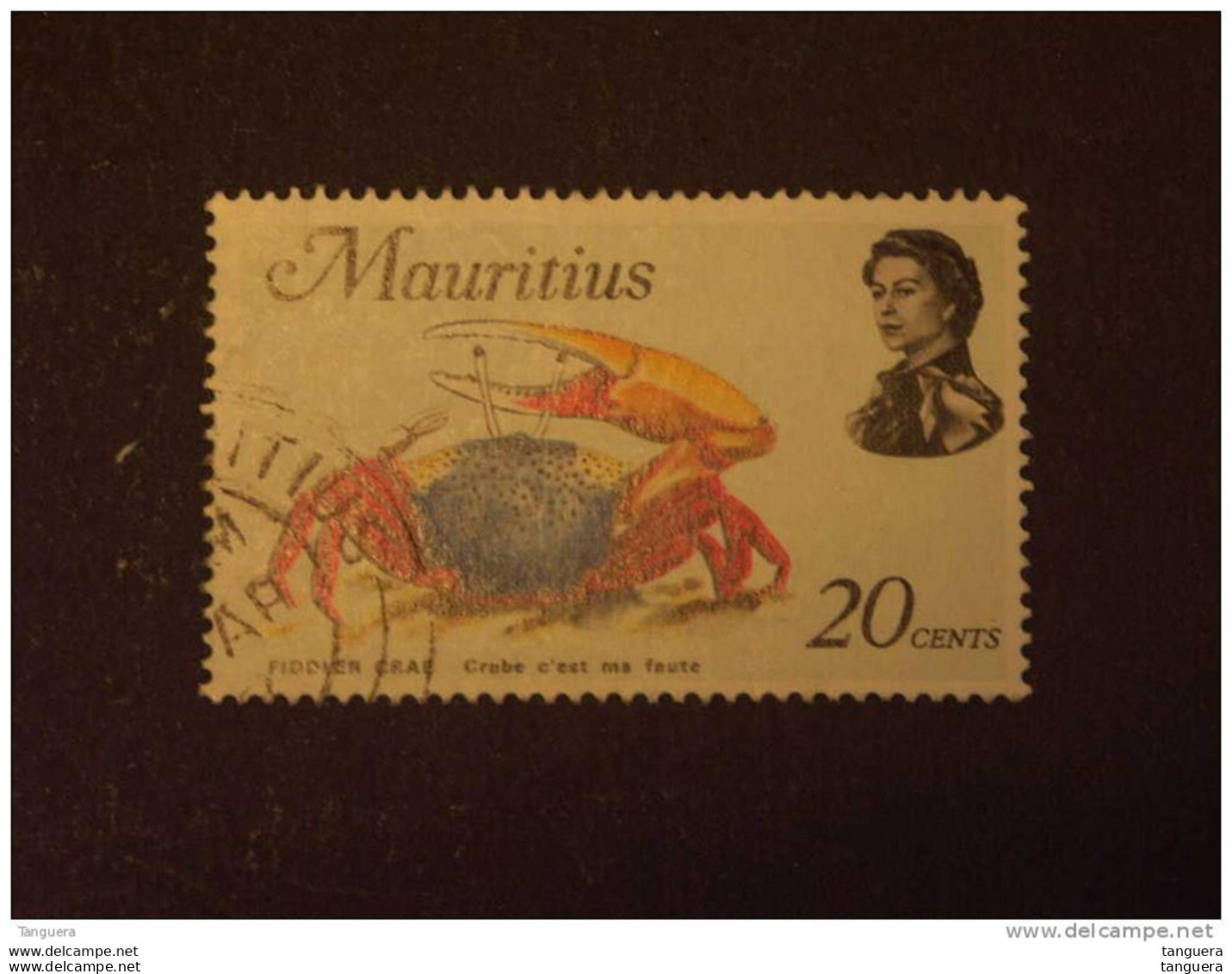 Mauritius Maurice 1969 Elisabeth II Faune Marine Crabe Krab Filigrane Droit Yv 335 O - Crustaceans