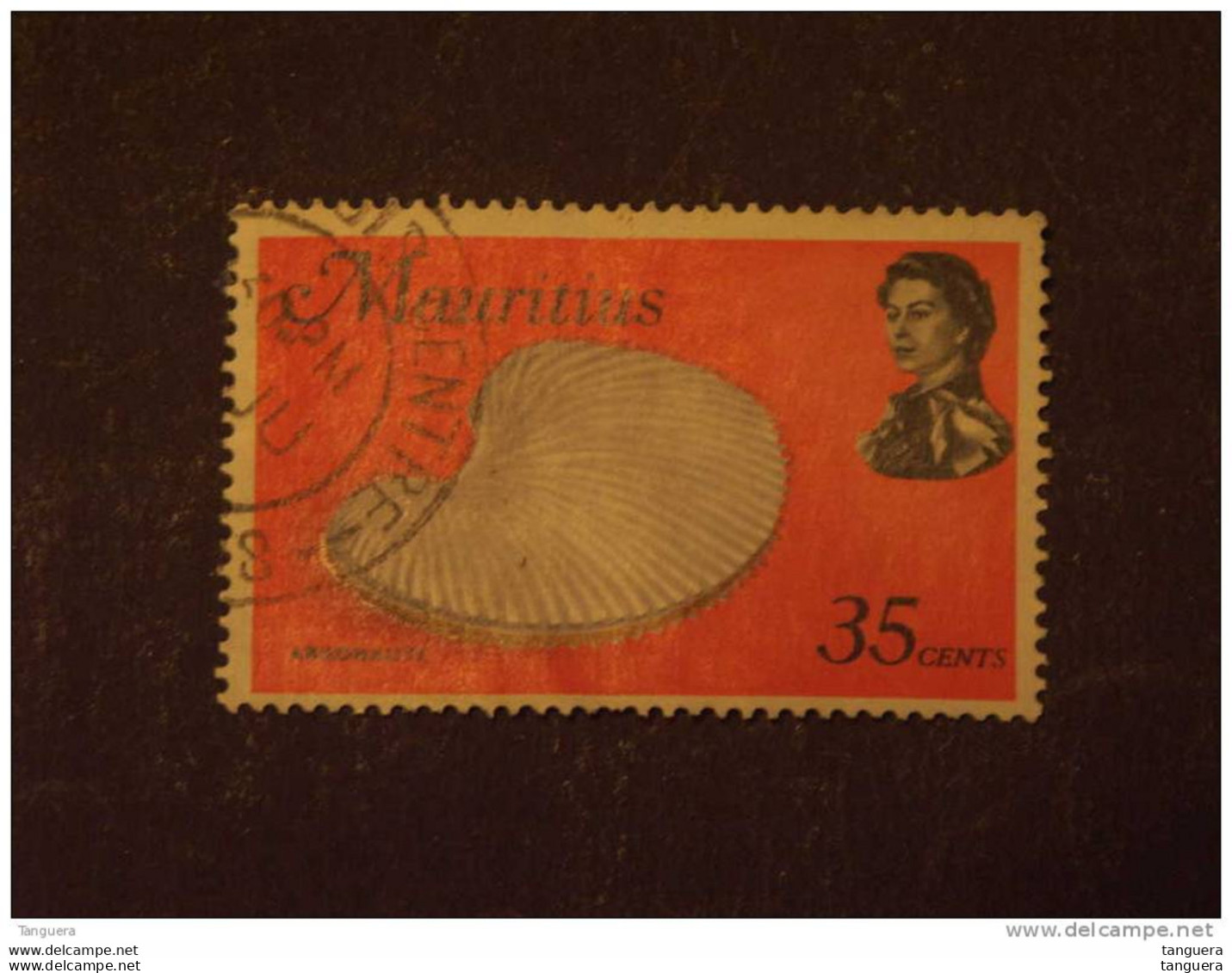 Mauritius Maurice 1969 Elisabeth II Faune Marine Argonaute Filigrane Droit Yv 338 O - Mauritius (1968-...)