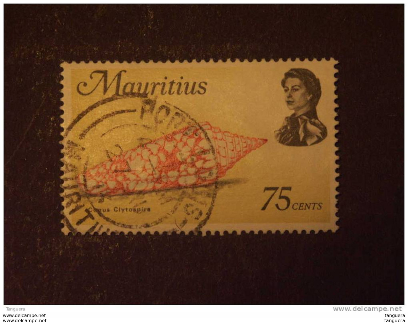 Mauritius Maurice 1969 Elisabeth II Faune Marine Cône Clytospire Filigrane Droit Yv 342a O - Mauritius (1968-...)