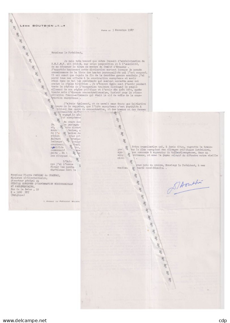 ACADEMIE FRANCAISE Lettre Avec Autographe Léon BOUTBIEN - Politisch Und Militärisch