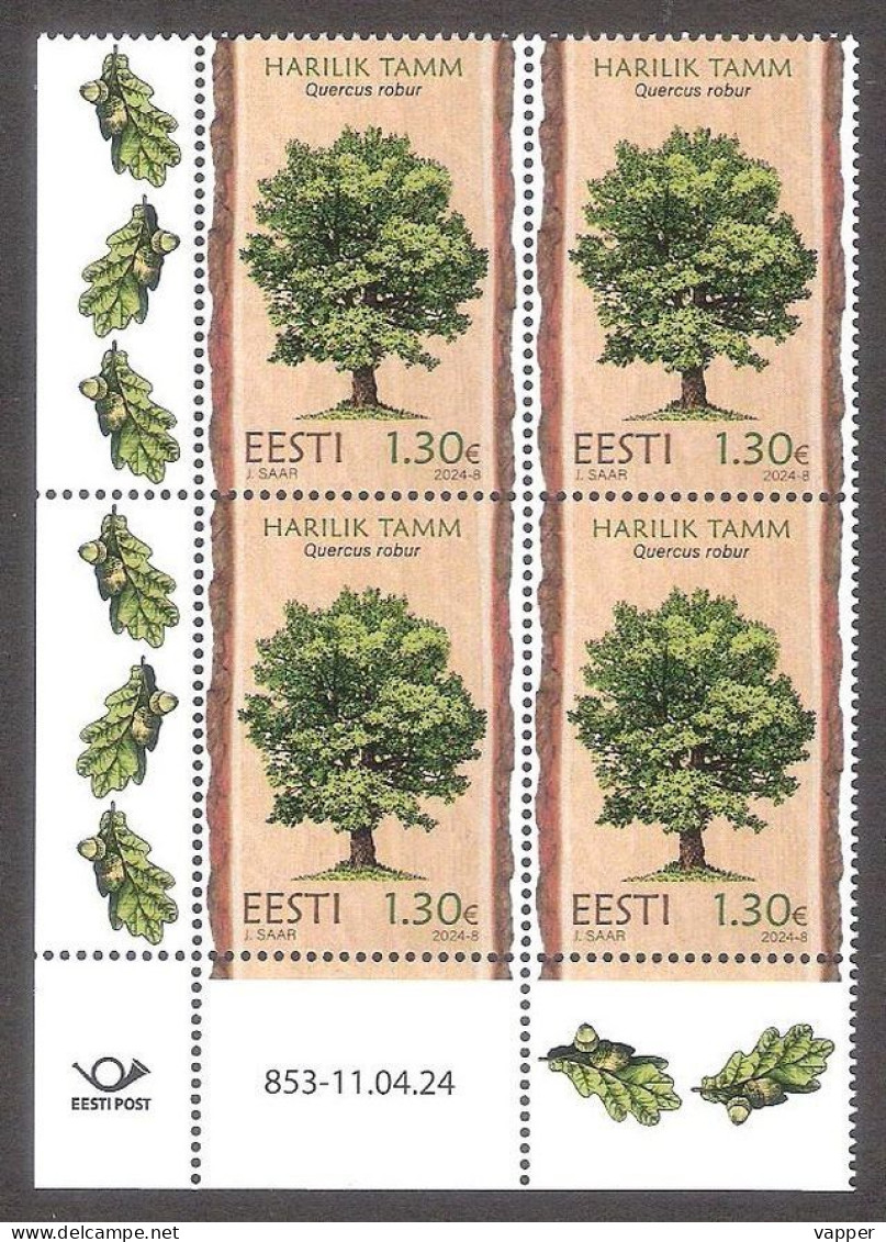 Forest Trees – Oak Estonia 2024 MNH  Stamp Block Of 4  Mi 1101 - Trees