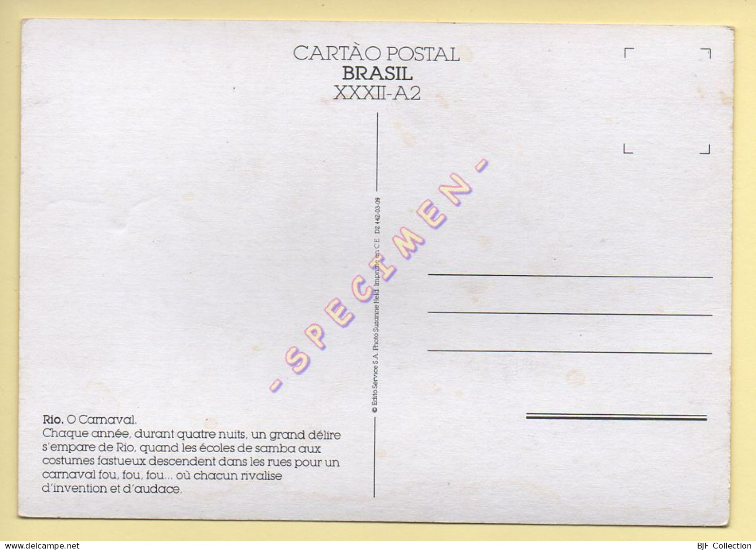 Carnaval : Brésil : Rio De Janeiro - Carnaval / Danse / Samba (animée) (voir Scan Recto/verso) - Carnival