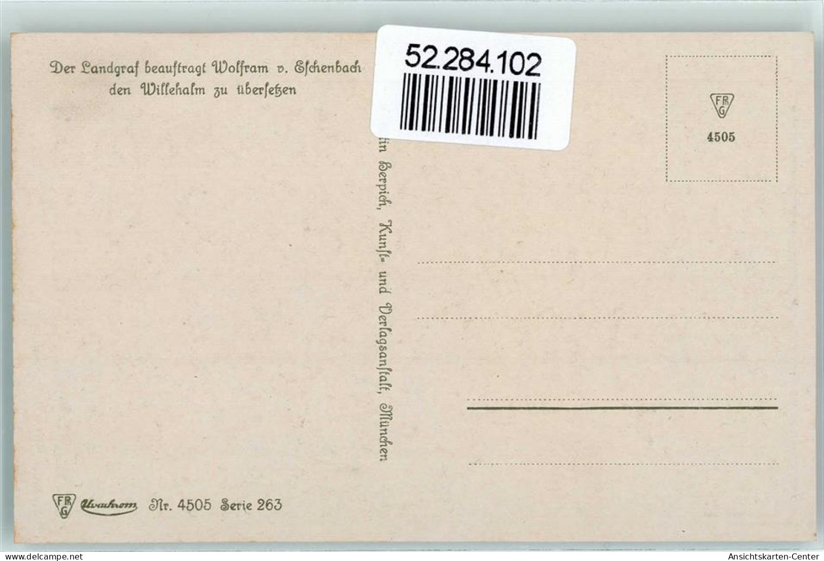 52284102 - Sign. F.v.Piloty Landgraf Wolfram V. Eschenbach Uebersetzung Schreibstube Feder Schriftrolle Serie 263 No. 4 - Musica E Musicisti