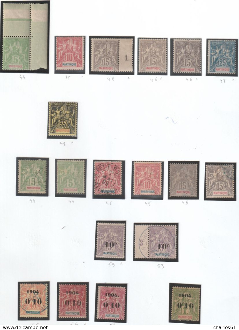 MARTINIQUE - LOT TIMBRES (1892-1947) Neufs **/*/OBL : Cote +1200€ - Other & Unclassified