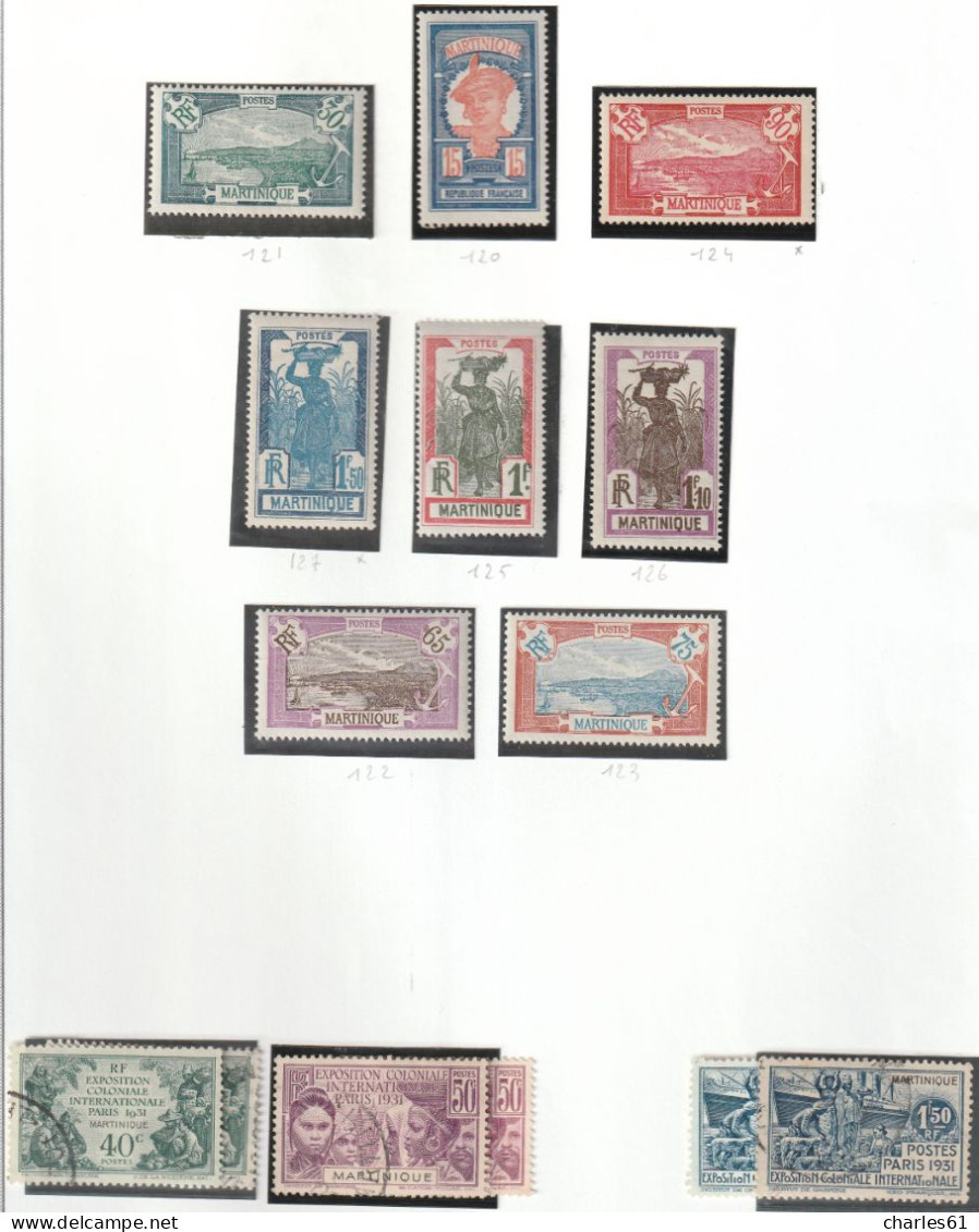 MARTINIQUE - LOT TIMBRES (1892-1947) neufs **/*/OBL : cote +1200€