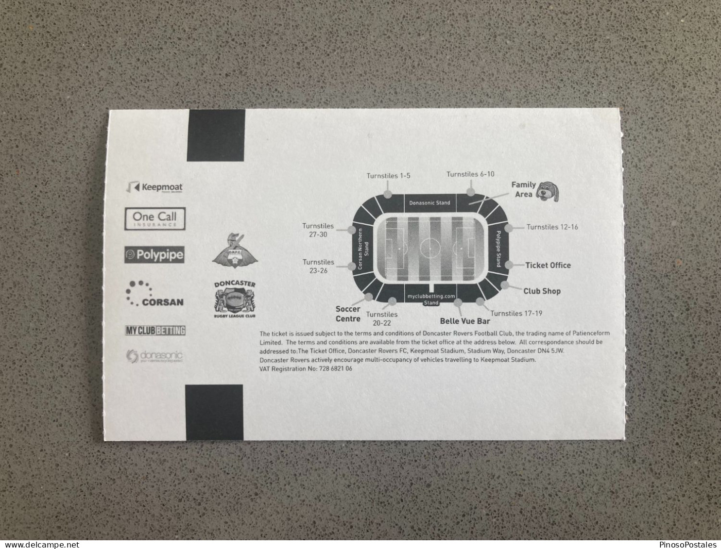Doncaster Rovers V Crewe Alexandra 2015-16 Match Ticket - Tickets & Toegangskaarten