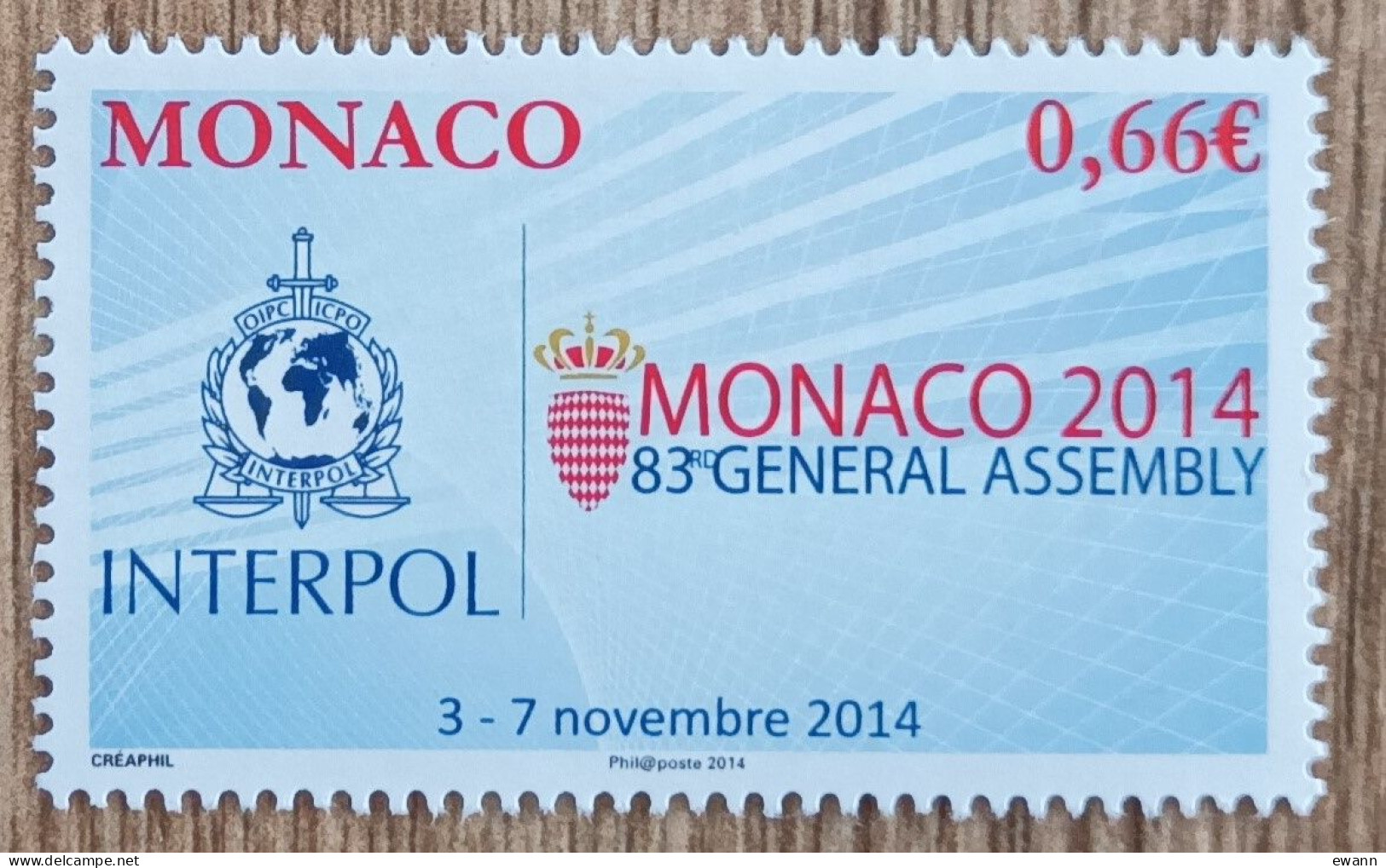 Monaco - YT N°2946 - 83e Assemblée Générale D'Interpol - 2014 - Neuf - Unused Stamps