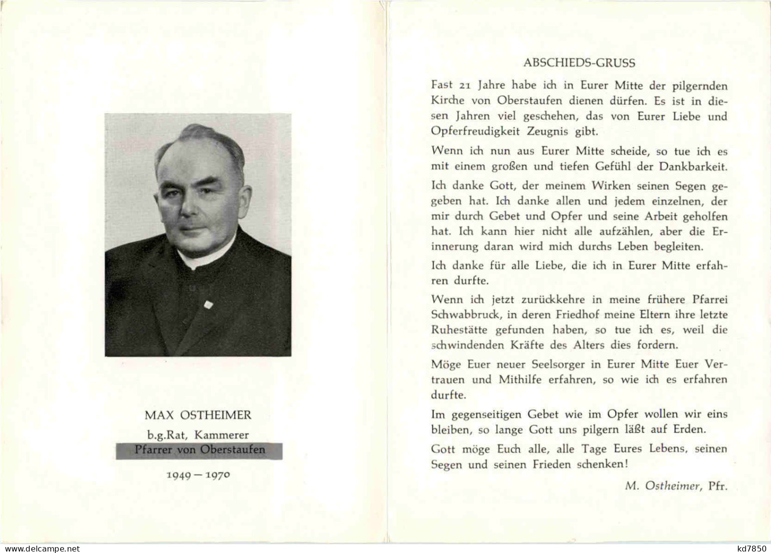 Max Ostheimer - Pfarrer Von Oberstaufen - Oberstaufen
