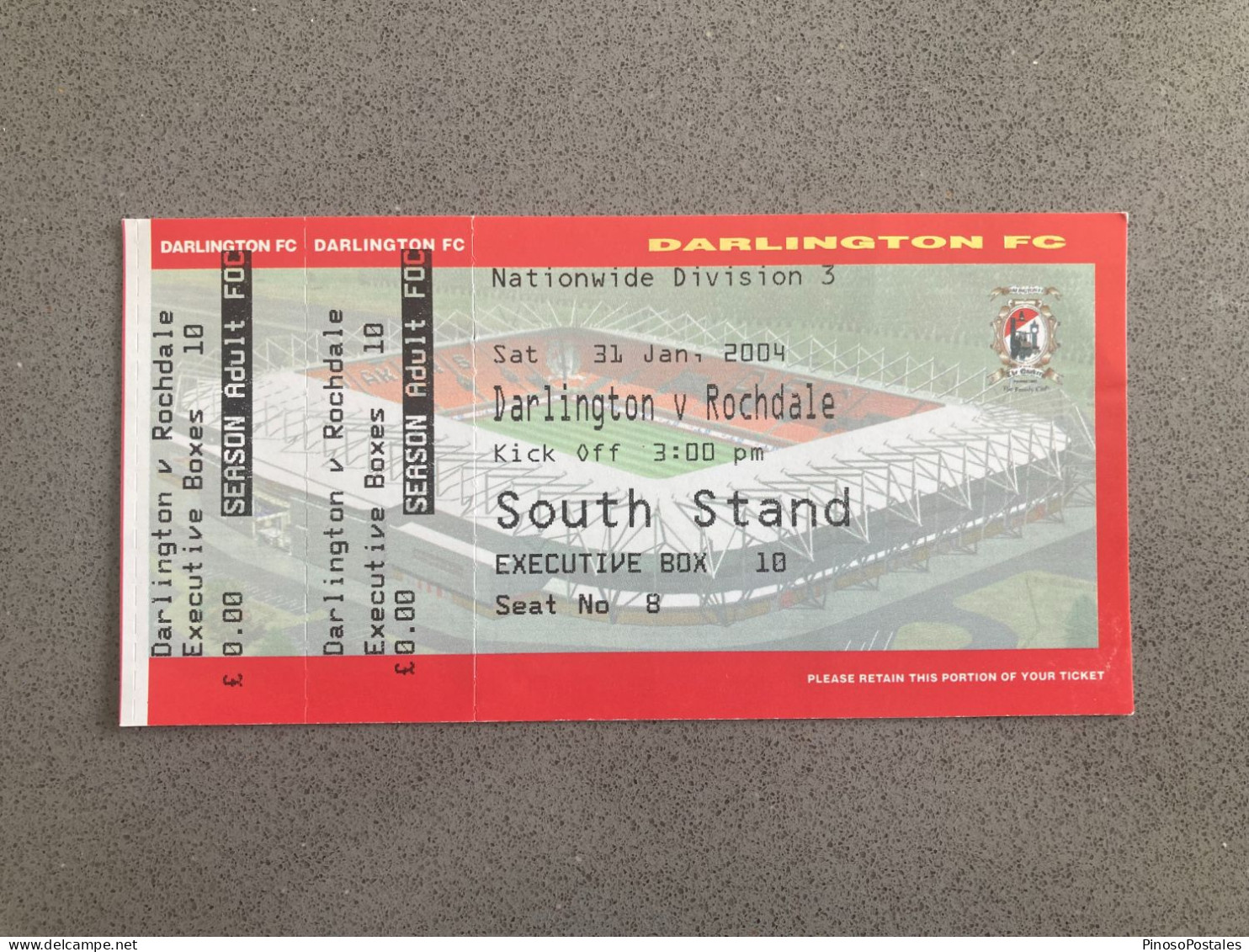 Darlington V Rochdale 2003-04 Match Ticket - Eintrittskarten