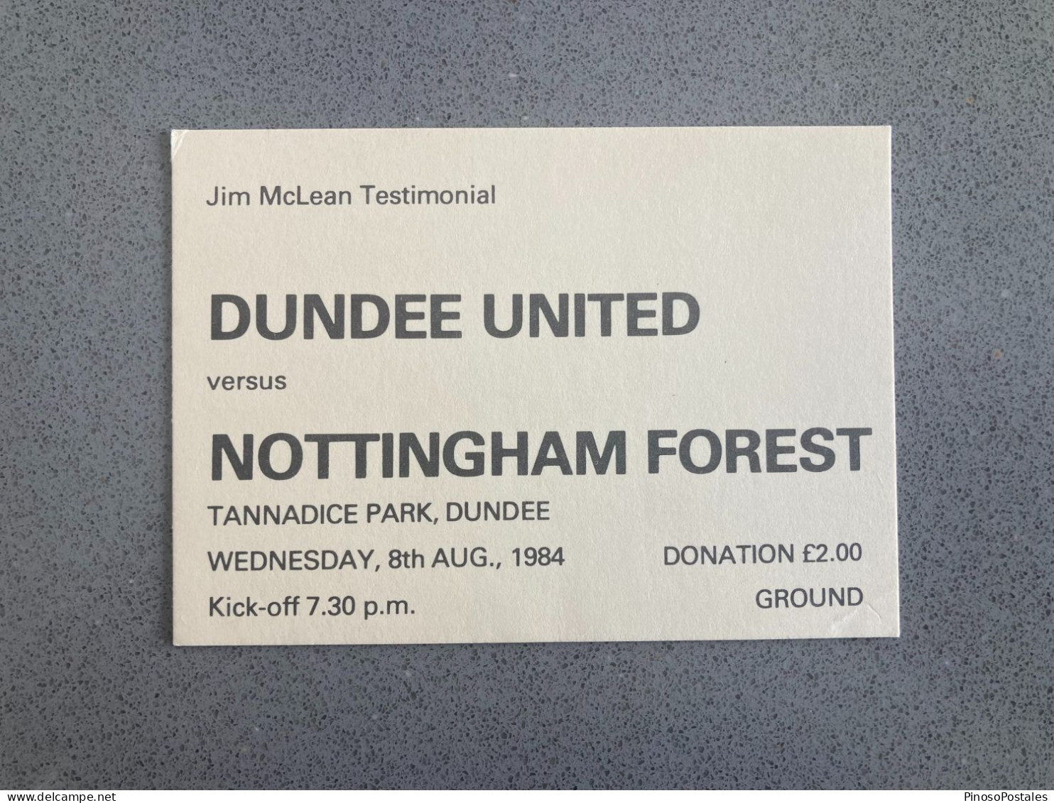 Dundee United V Nottingham Forest 1984-85 Match Ticket - Match Tickets