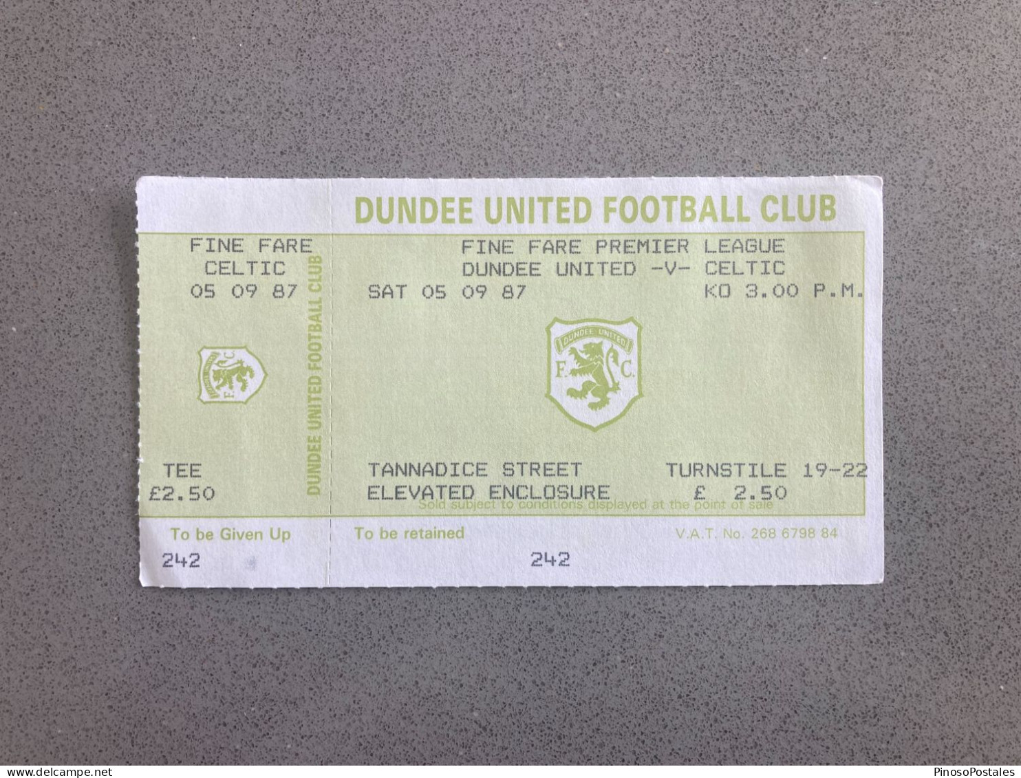 Dundee United V Celtic 1987-88 Match Ticket - Tickets - Entradas