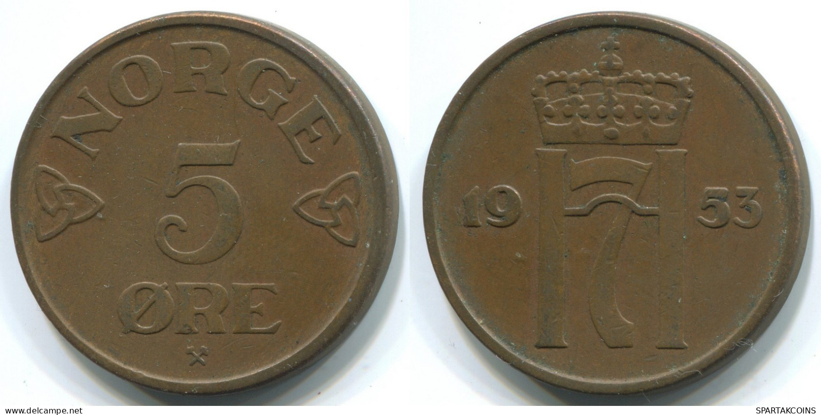 5 ORE 1953 NORWEGEN NORWAY Münze #WW1053.D.A - Norvegia