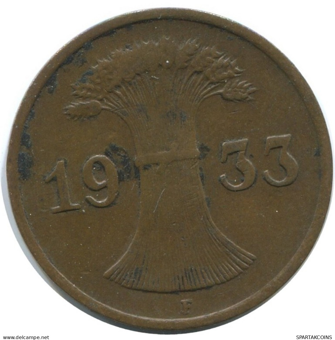 1 REICHSPFENNIG 1933 F DEUTSCHLAND Münze GERMANY #AE237.D.A - 1 Reichspfennig