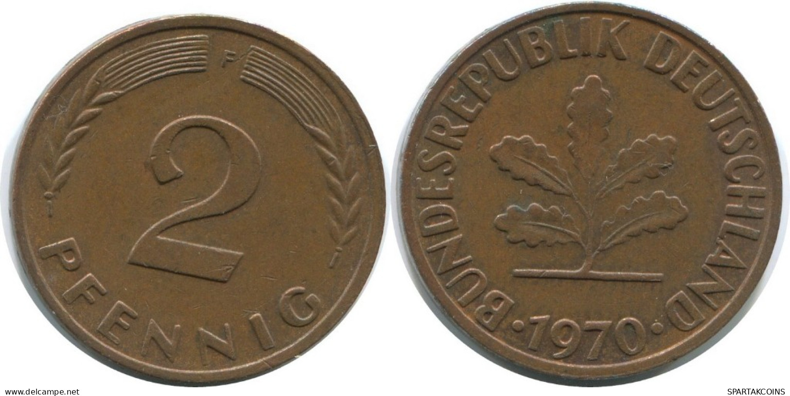 2 PFENNIG 1970 F WEST & UNIFIED GERMANY Coin #AD861.9.U.A - 2 Pfennig