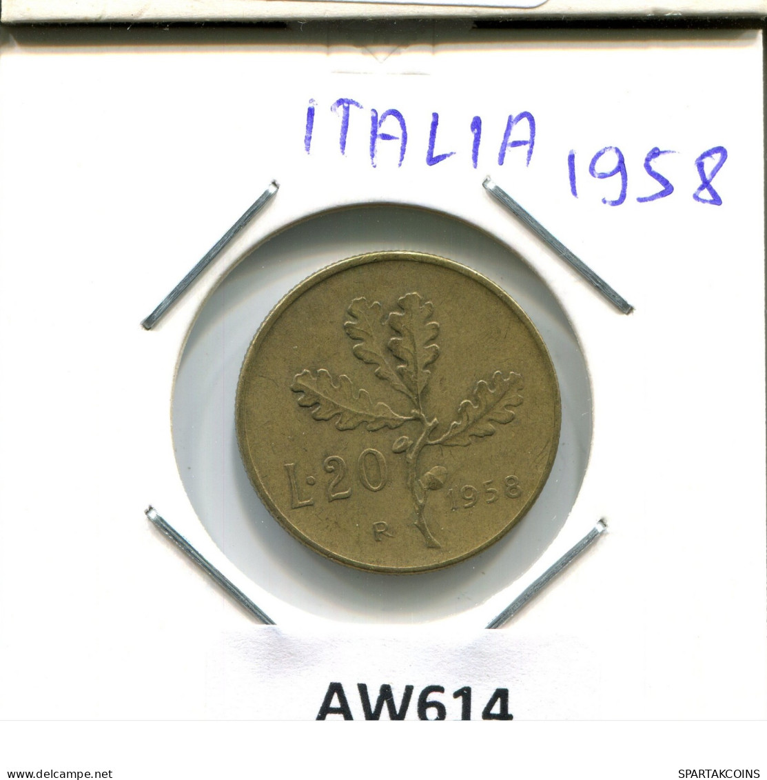 20 LIRE 1958 R ITALIA ITALY Moneda #AW614.E.A - 20 Lire