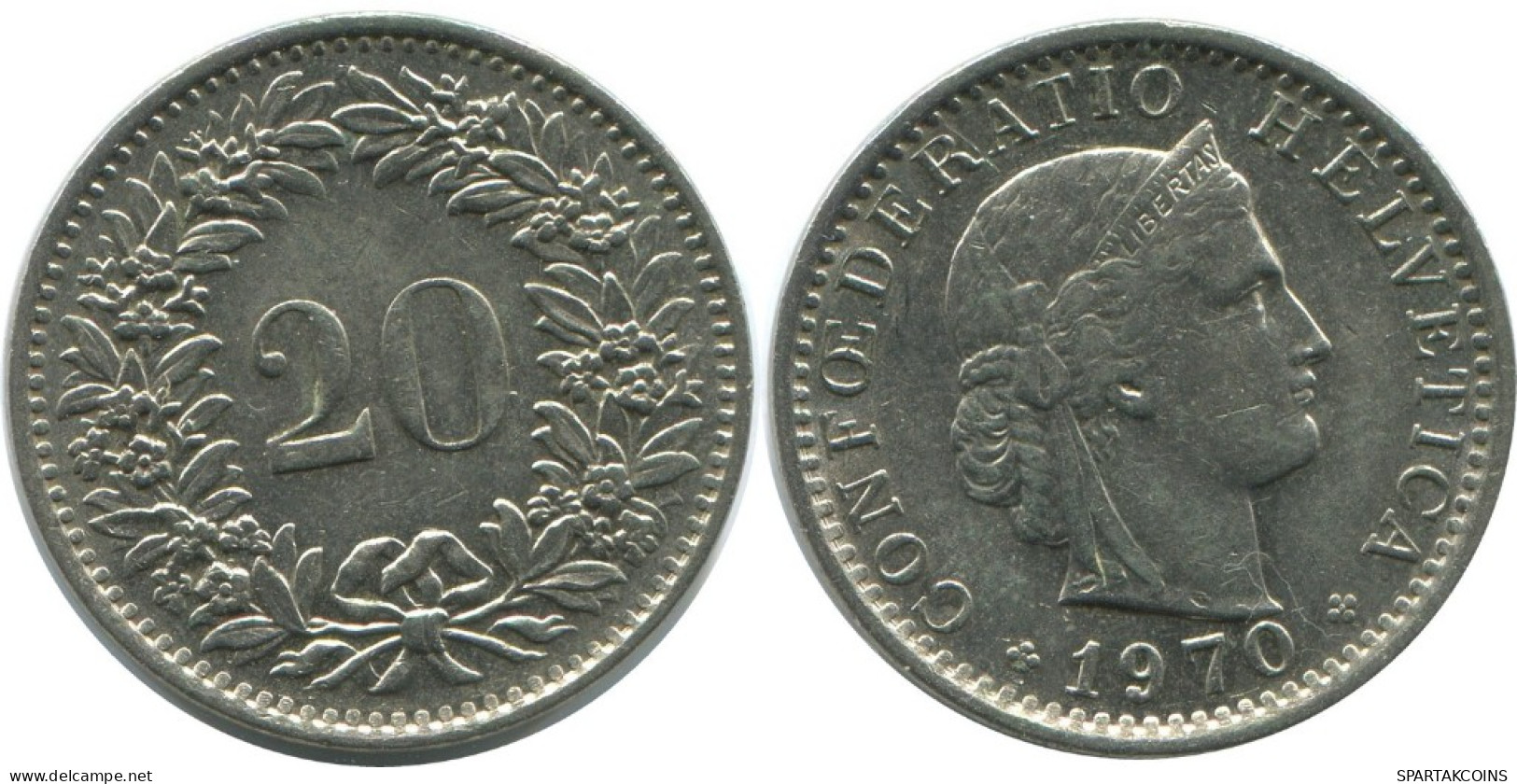 20 RAPPEN 1970 SWITZERLAND Coin HELVETIA #AD966.2.U.A - Andere & Zonder Classificatie