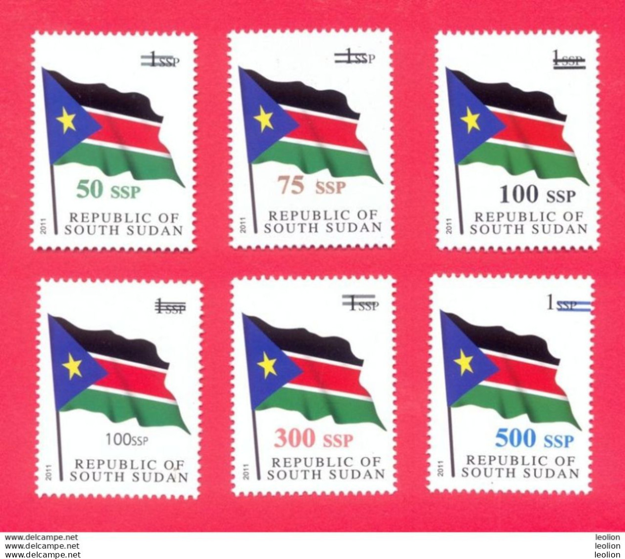 SOUTH SUDAN Surcharged Overprints On 1 SSP National Flag Stamp Of The 1st Set SOUDAN Du Sud Südsudan - Stamps