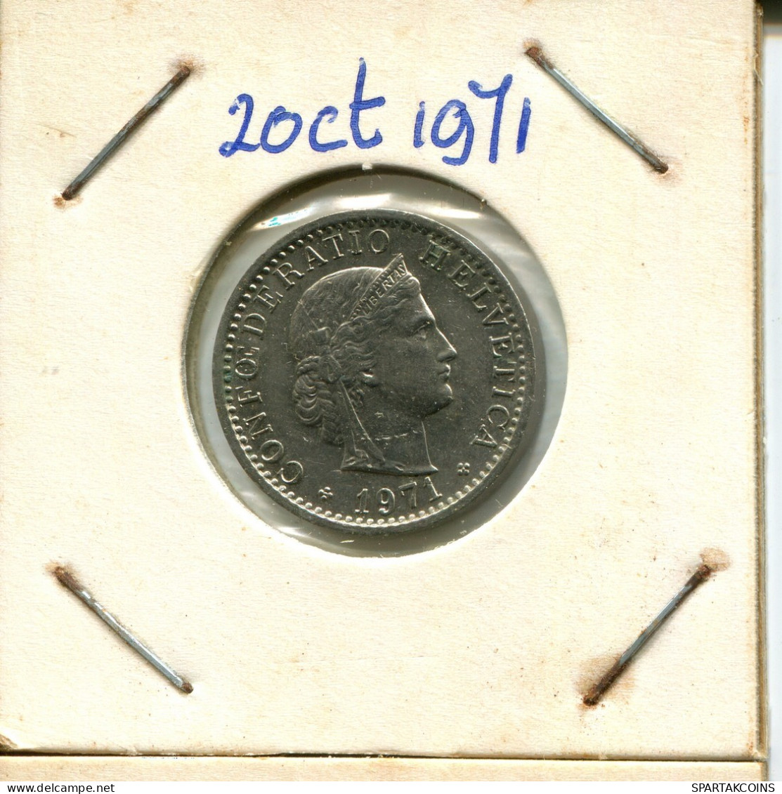 20 RAPPEN 1971 SUIZA SWITZERLAND Moneda #AX997.3.E.A - Andere & Zonder Classificatie