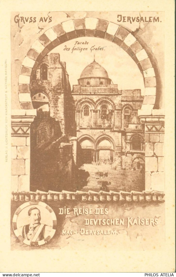 CAD Jaffa Deutsche Post 31 10 1898 CPA Gruss Aus Jérusalem YT N°7 Arrivée Braunschweig 20 11 98 - Sonstige & Ohne Zuordnung