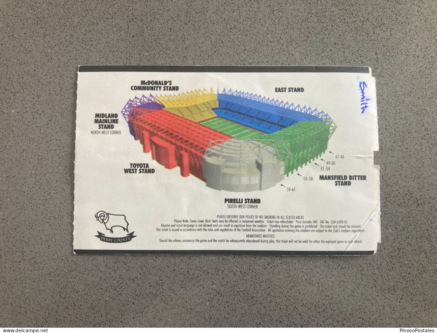 Derby County V Burnley 1999-00 Match Ticket - Tickets D'entrée