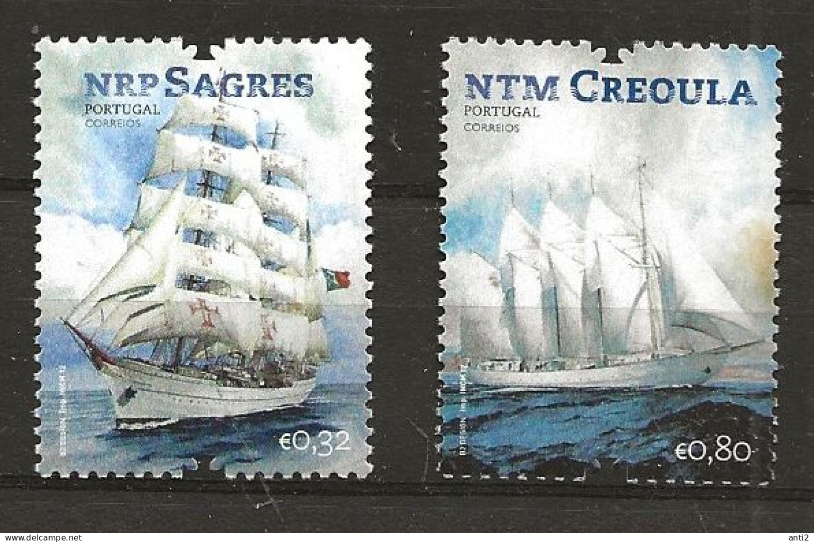 Portugal 2012  Sailing Ships, Sail Training Ship "Sagres"  And Schooner "Creoula", Mi 3753-3754 MNH(**) - Neufs