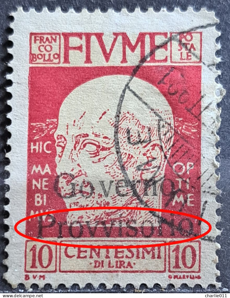 FIUME-10 C-MISPLACED OVERPRINT GOVERNO PROVVISORIO-ERROR-RARE-ITALY-YUGOSLAVIA-CROATIA-1921 - Croazia