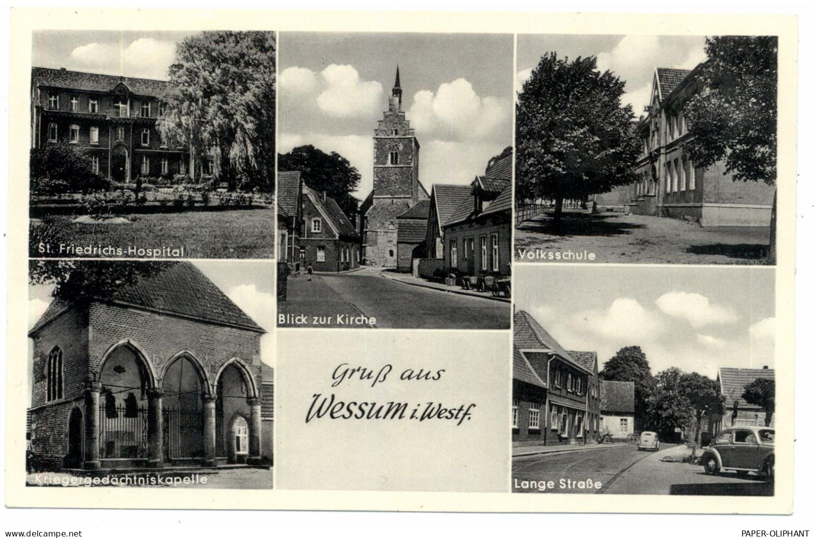 4422 AHAUS - WESSUM, Lange Strasse, Volksschule, Kirche, Hospital, Kriegergedächtniskapelle, - Ahaus