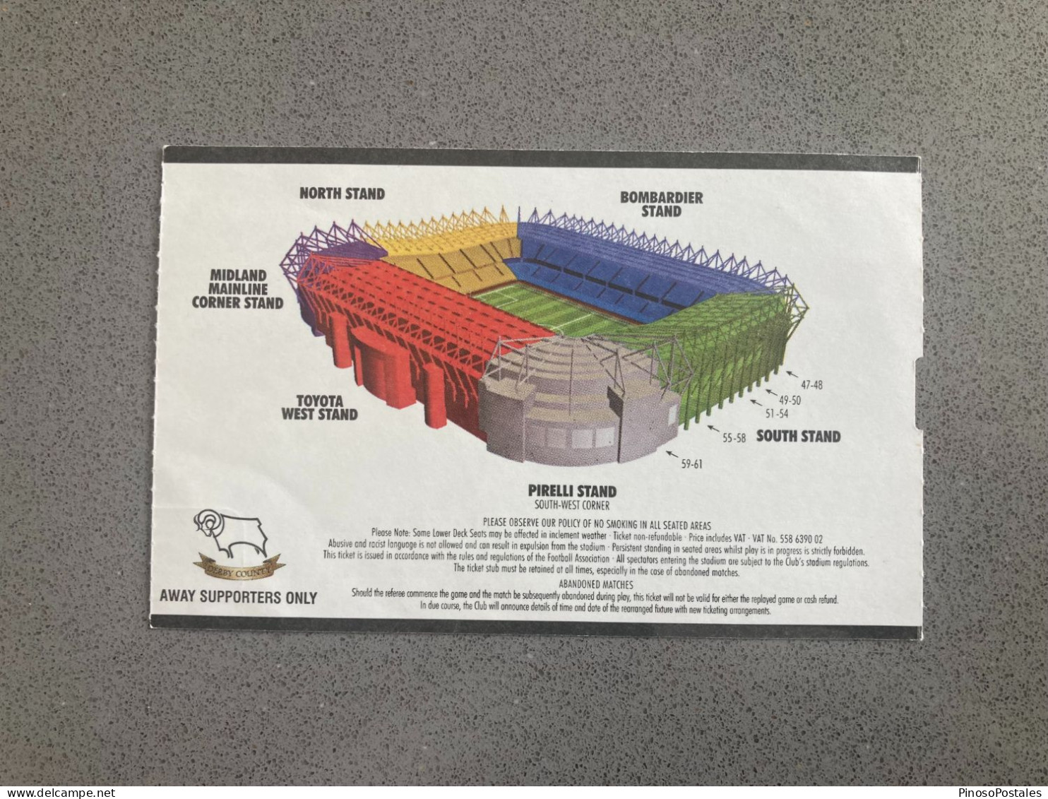 Derby County V Sunderland 2001-02 Match Ticket - Tickets D'entrée