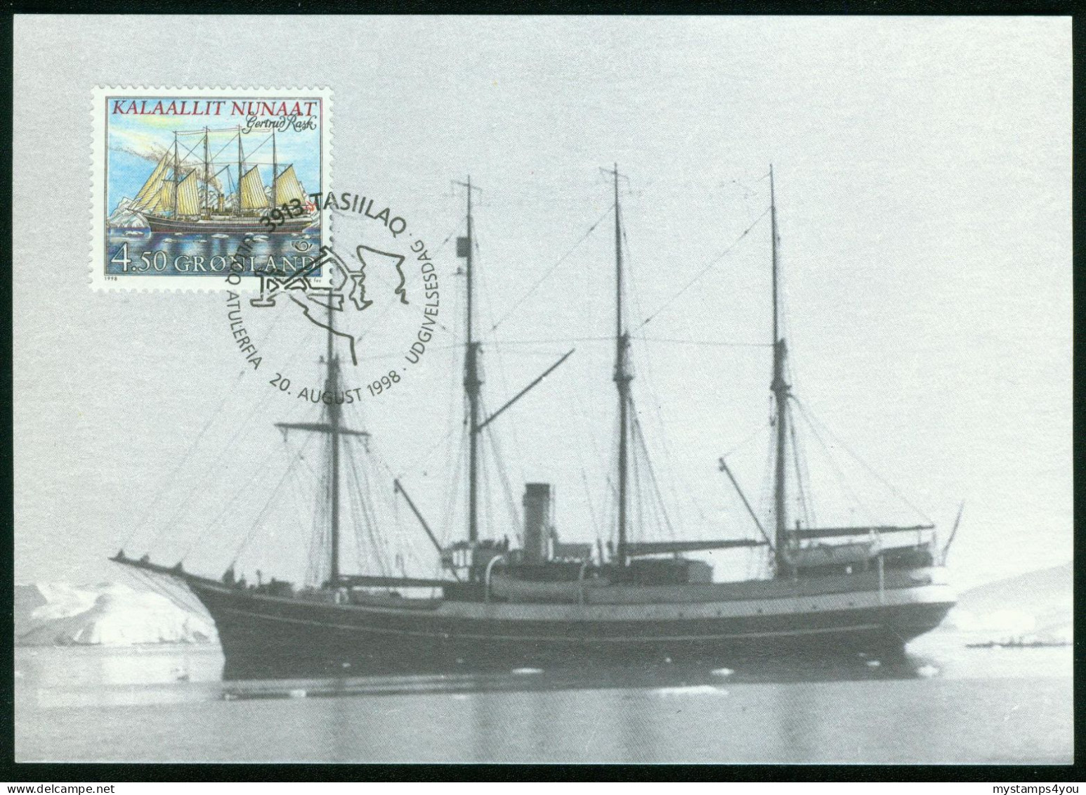 Mk Greenland Maximum Card 1998 MiNr 327 X | Sailing Ships. "Gertrud Rask" (sailing Coaster) #max-2003 - Maximum Cards