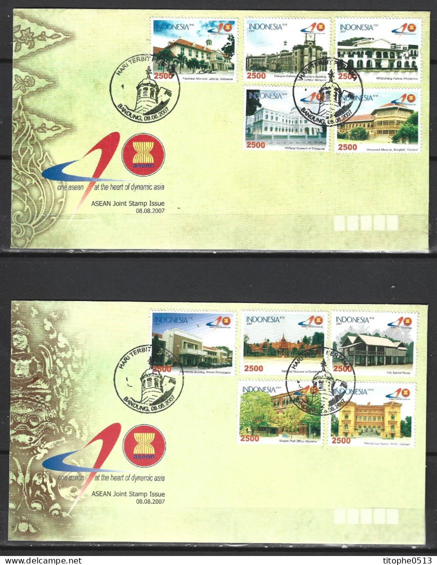 INDONESIE. N°2266-76 De 2007 Sur 3 Enveloppes 1er Jour. ASEAN. - Emissioni Congiunte