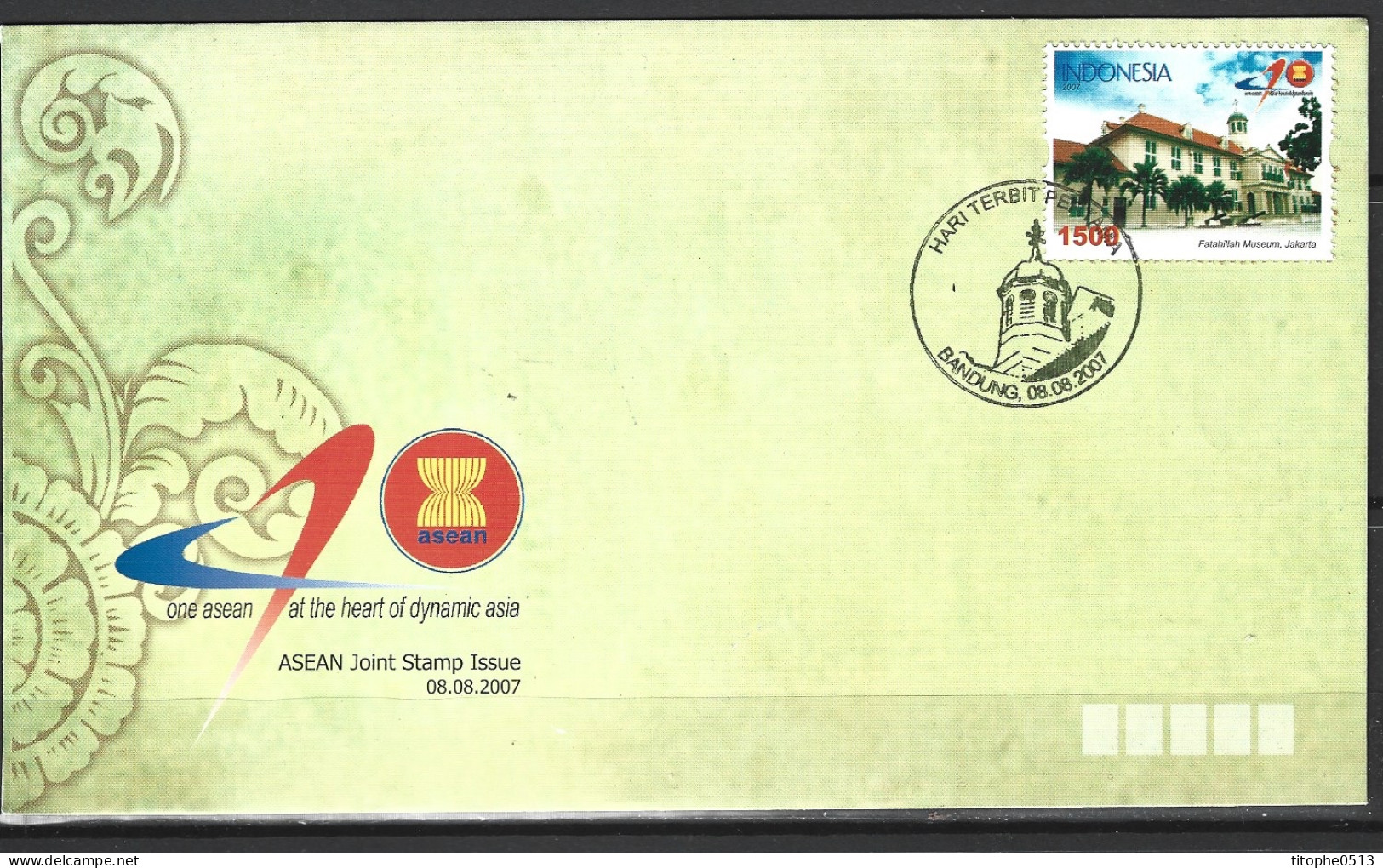 INDONESIE. N°2266-76 De 2007 Sur 3 Enveloppes 1er Jour. ASEAN. - Emissions Communes