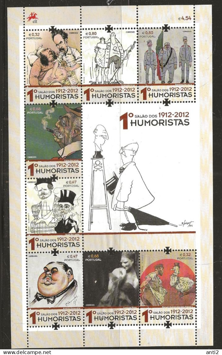 Portugal 2012   Centenary Of The Art Exhibition "1. Salon Of Humorists ", Lisbon Cartoon, Mi 3790-3797 Minisheet MNH(**) - Unused Stamps