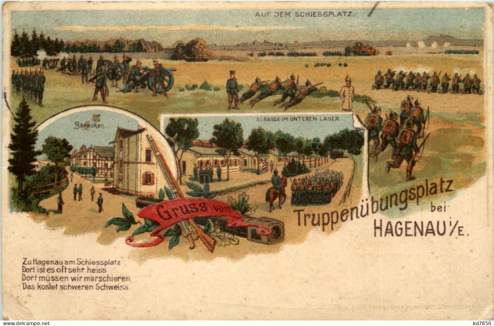 Gruss Vom Truppenübungsplatz Hagenau Im Elsass - Litho - Haguenau