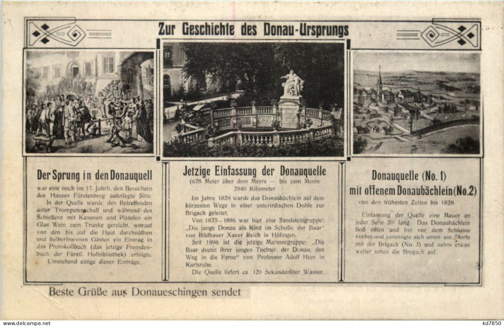 Donaueschingen, Grüsse, Geschichte Des Donau-Ursprungs - Donaueschingen