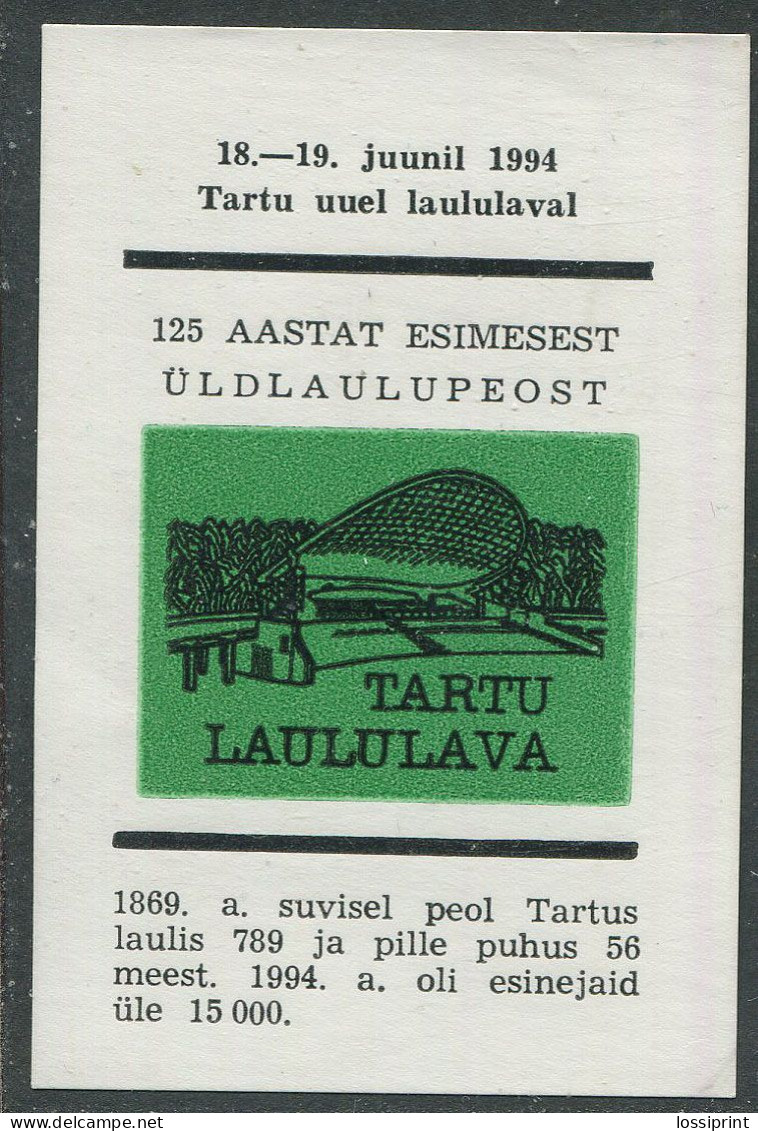 Estonia:Unused Souvenir Label 125 Years From First Song Festival, Tartu 1994 - Estonia