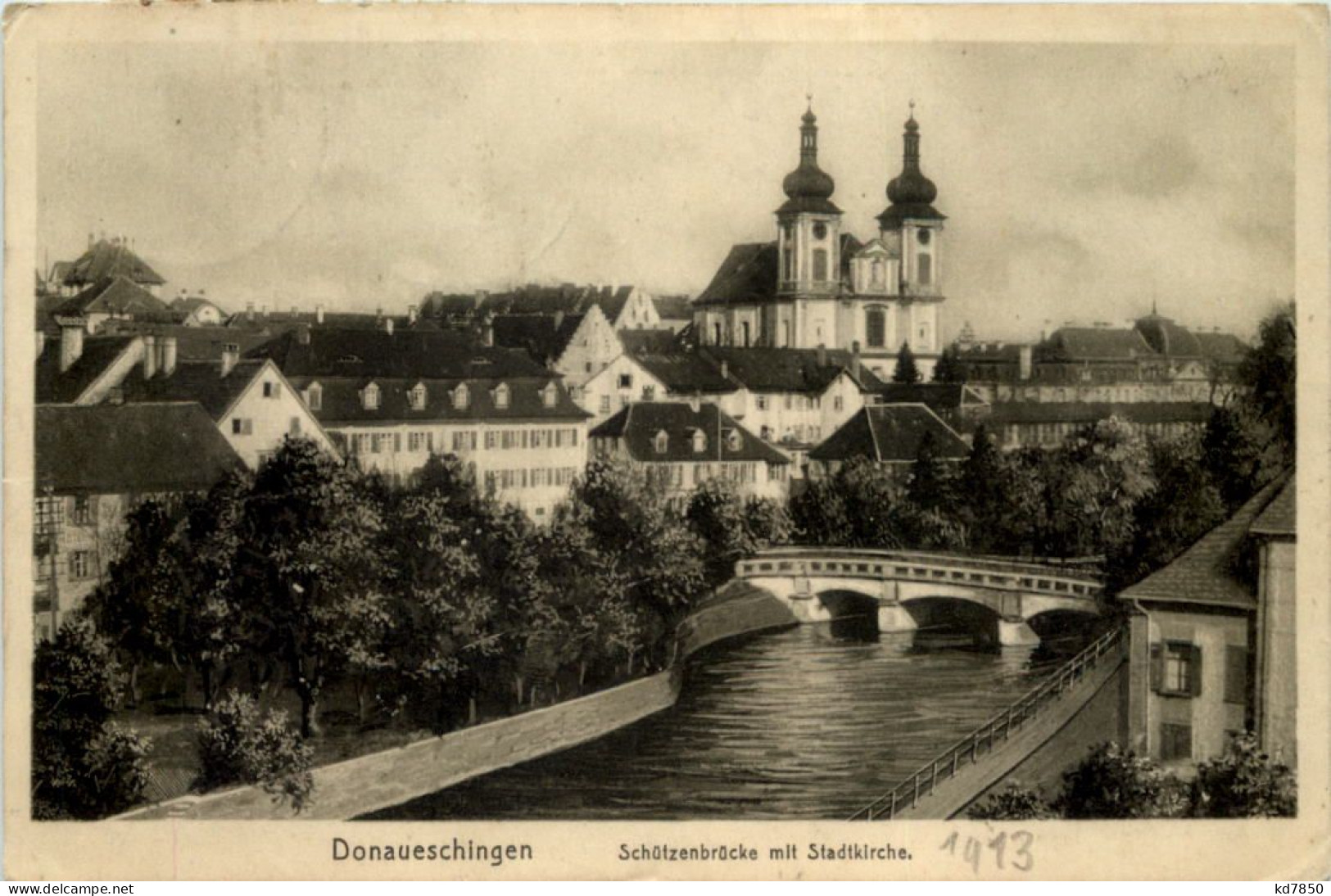 Donaueschingen, Schützenbrücke Mit Stadtkirche - Donaueschingen