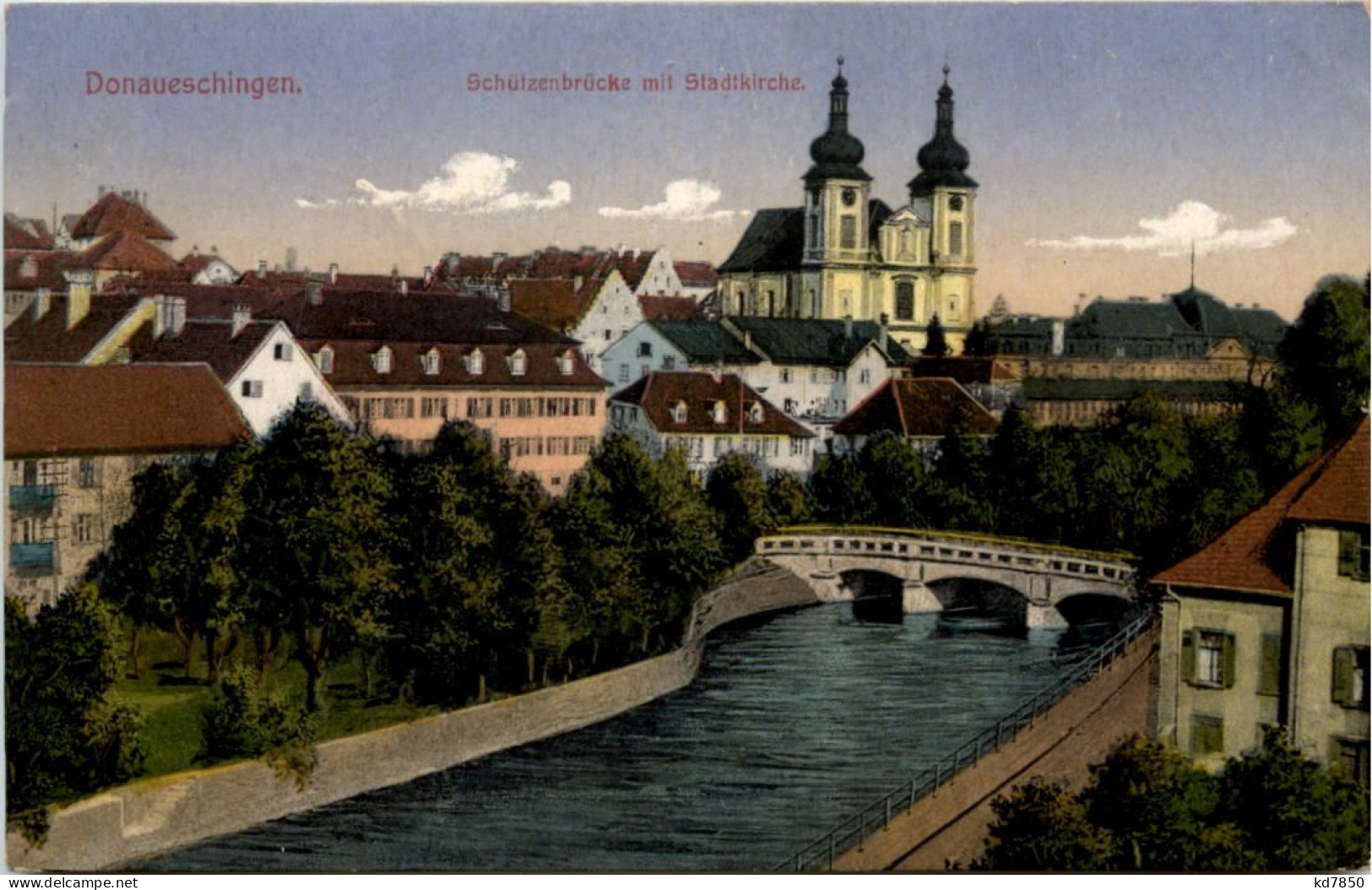 Donaueschingen, Schützenbrücke Mit Stadtkirche - Donaueschingen