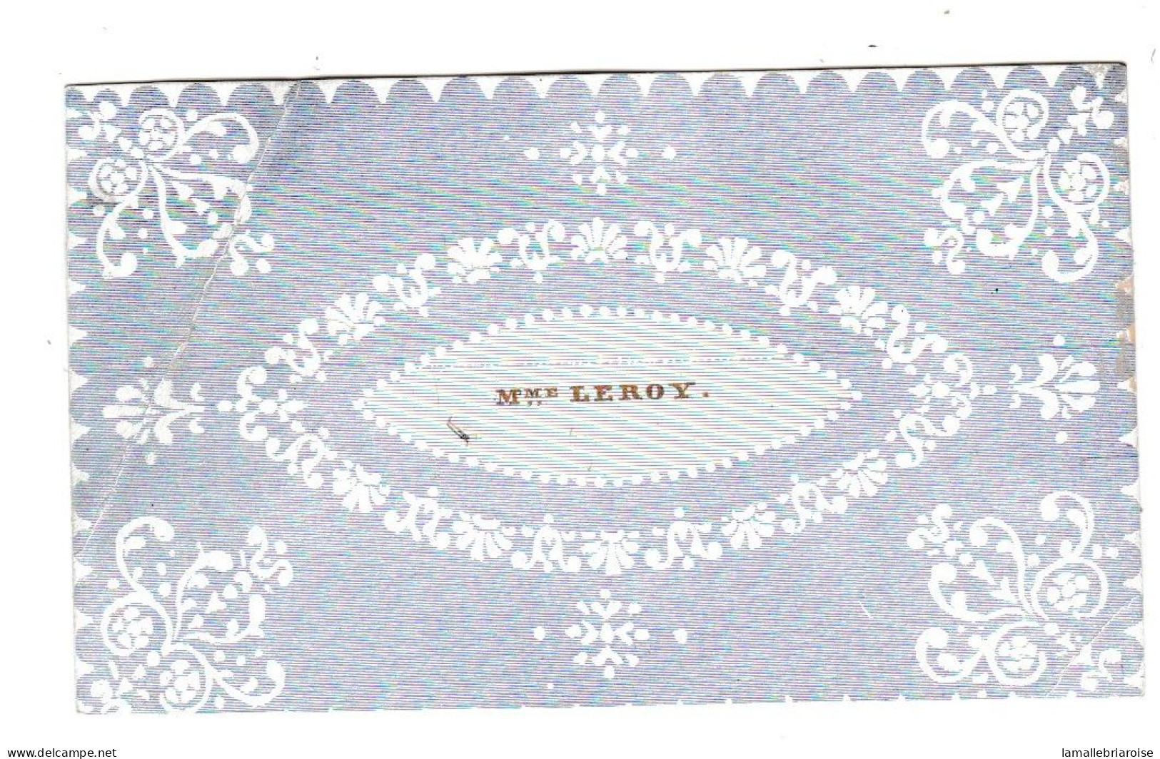 Belgique, "Carte Porcelaine" Porseleinkaart, Carte De Visite , Mme Leroy, 82x49mm - Cartes Porcelaine