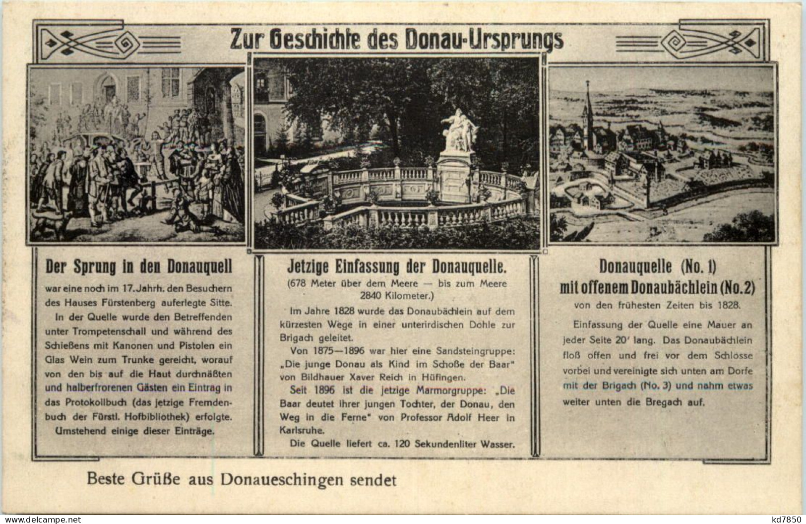 Donaueschingen, Grüsse, Geschichte Des Donau-Ursprungs - Donaueschingen