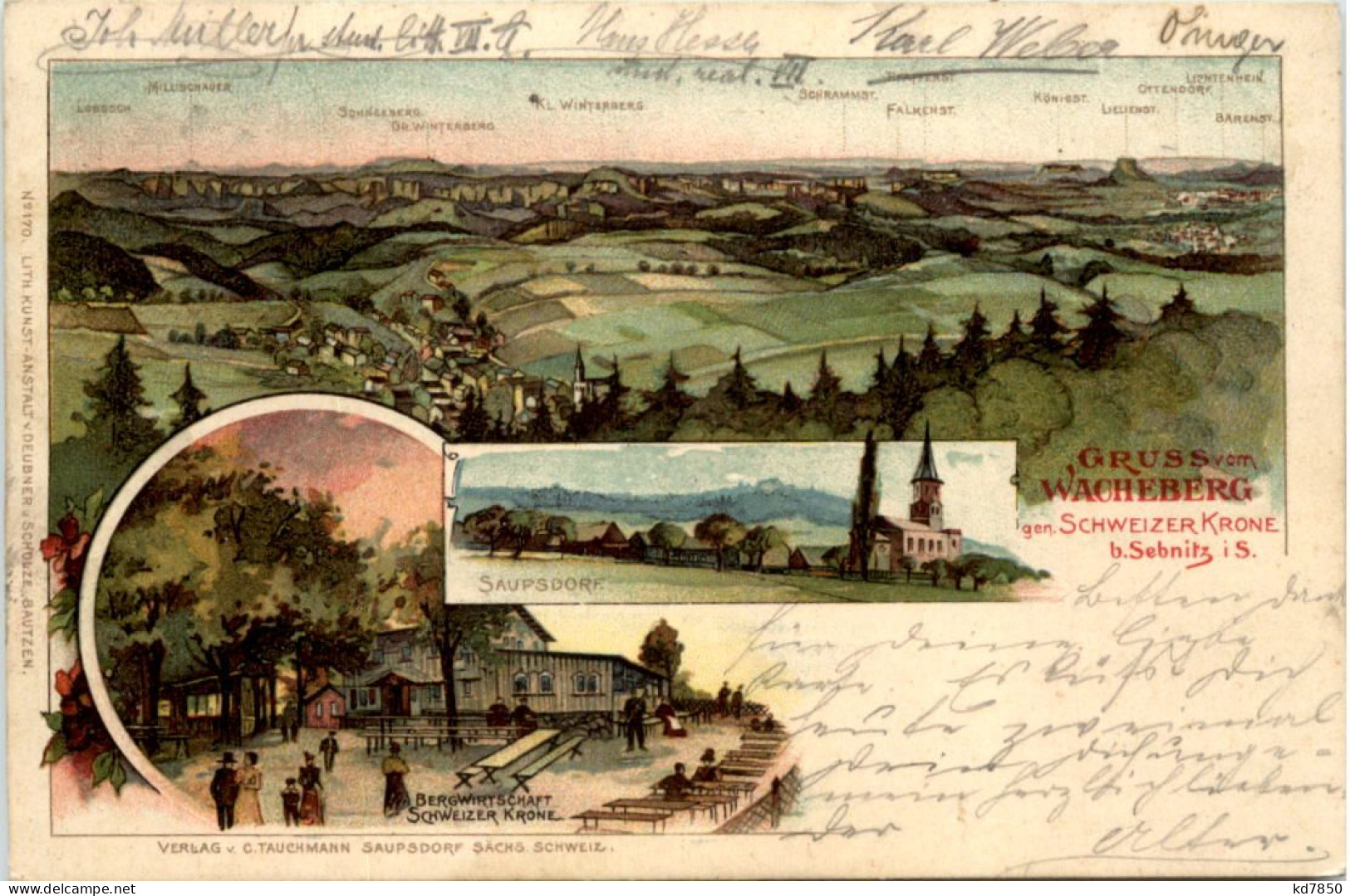 Gruss Aus Vom Wacheberg Bei Sebnitz - Litho - Sebnitz