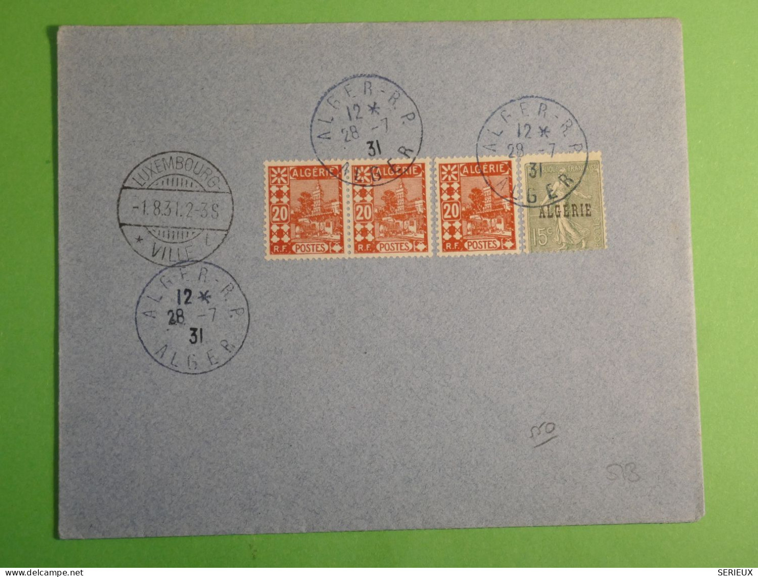 DN1 ALGERIE  LETTRE 1931    ALGER +LUXEMBOURG  ++AFF. INTERESSANT +++ - Briefe U. Dokumente