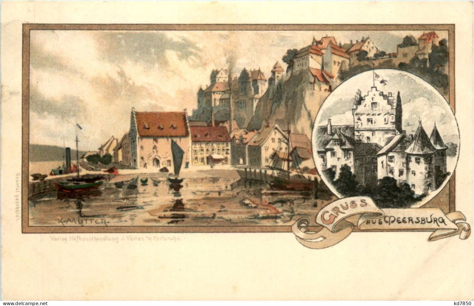 Gruss Aus Meersburg - Litho Künstler AK K. Mutter - Meersburg