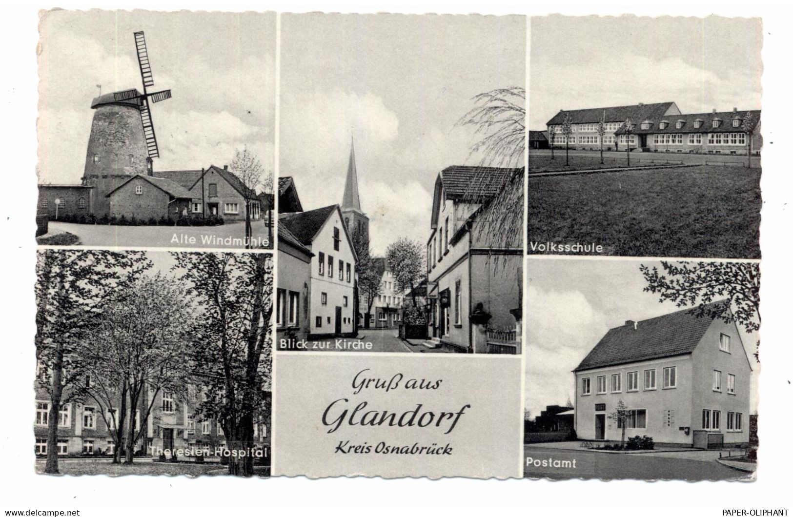 4519 GLANDORF, Windmühle, Hospital, Volksschule, Postamt, Strassenpartie An Der Kirche, 1961 - Osnabrück