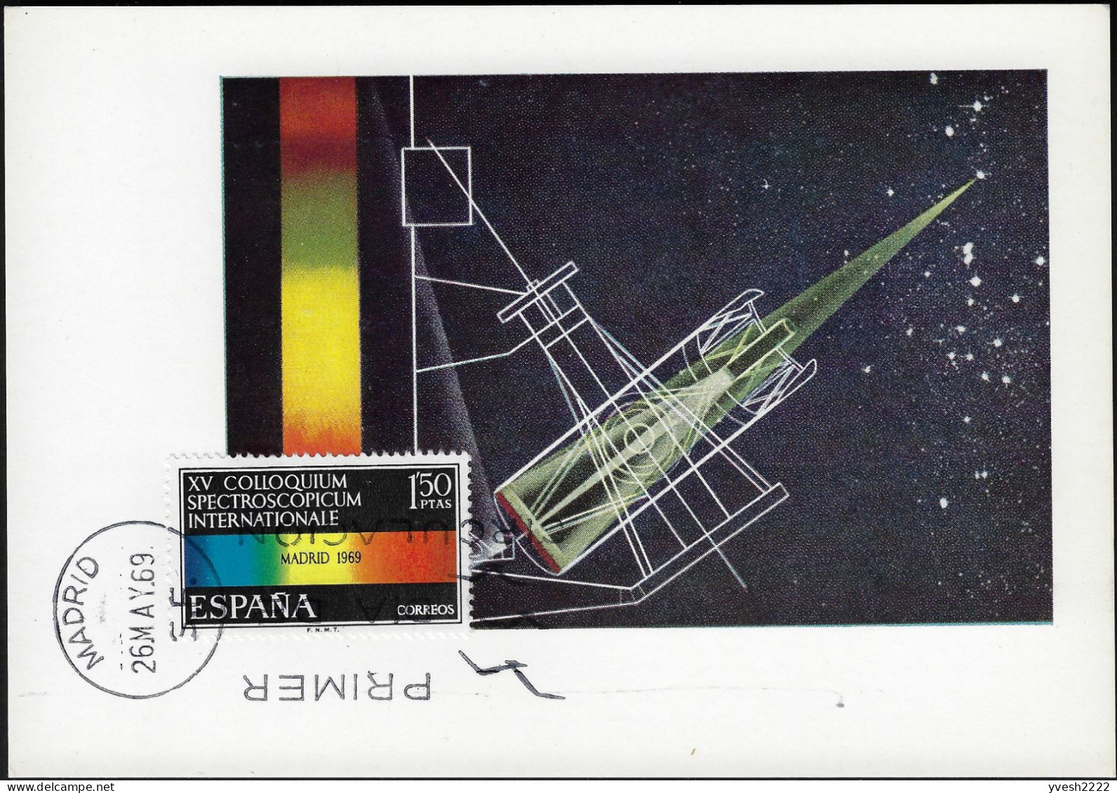 Espagne 1969 Y&T 1581 Sur CM (carte Maximum), Colloque International De Spectroscopie à Madrid - Fisica